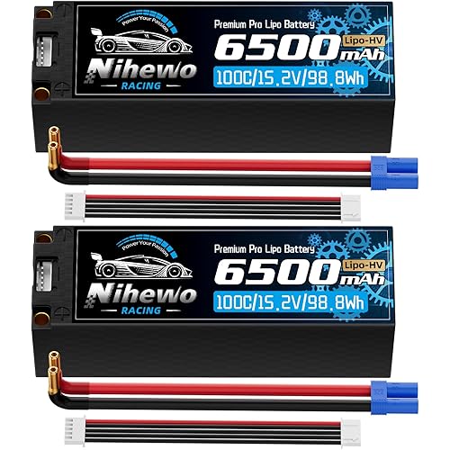 4S Lipo Battery 2Packs 15.2V High Voltage Lipo Battery 6500mAh 100C Hard Case with 5mm Banana + EC5 Plug Compatible with RC Car Truck Vehicles Truggy Buggy Boat Airplane Models