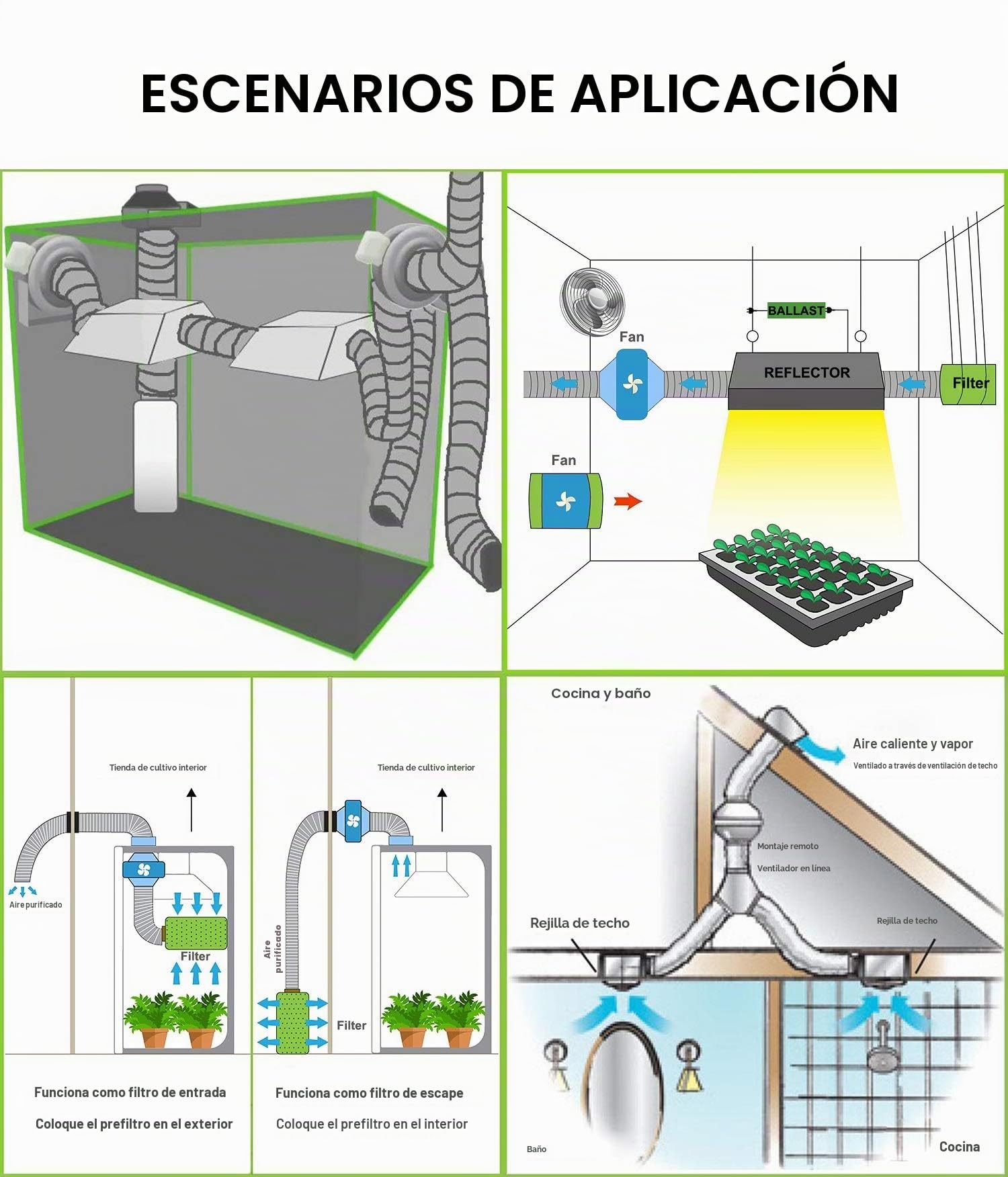 Tubo Flexible de Aluminio Ø153mm, Longitud 2.5m para Conducto de Aire de Ventilación Sistemas con 2 Abrazaderas de Acero