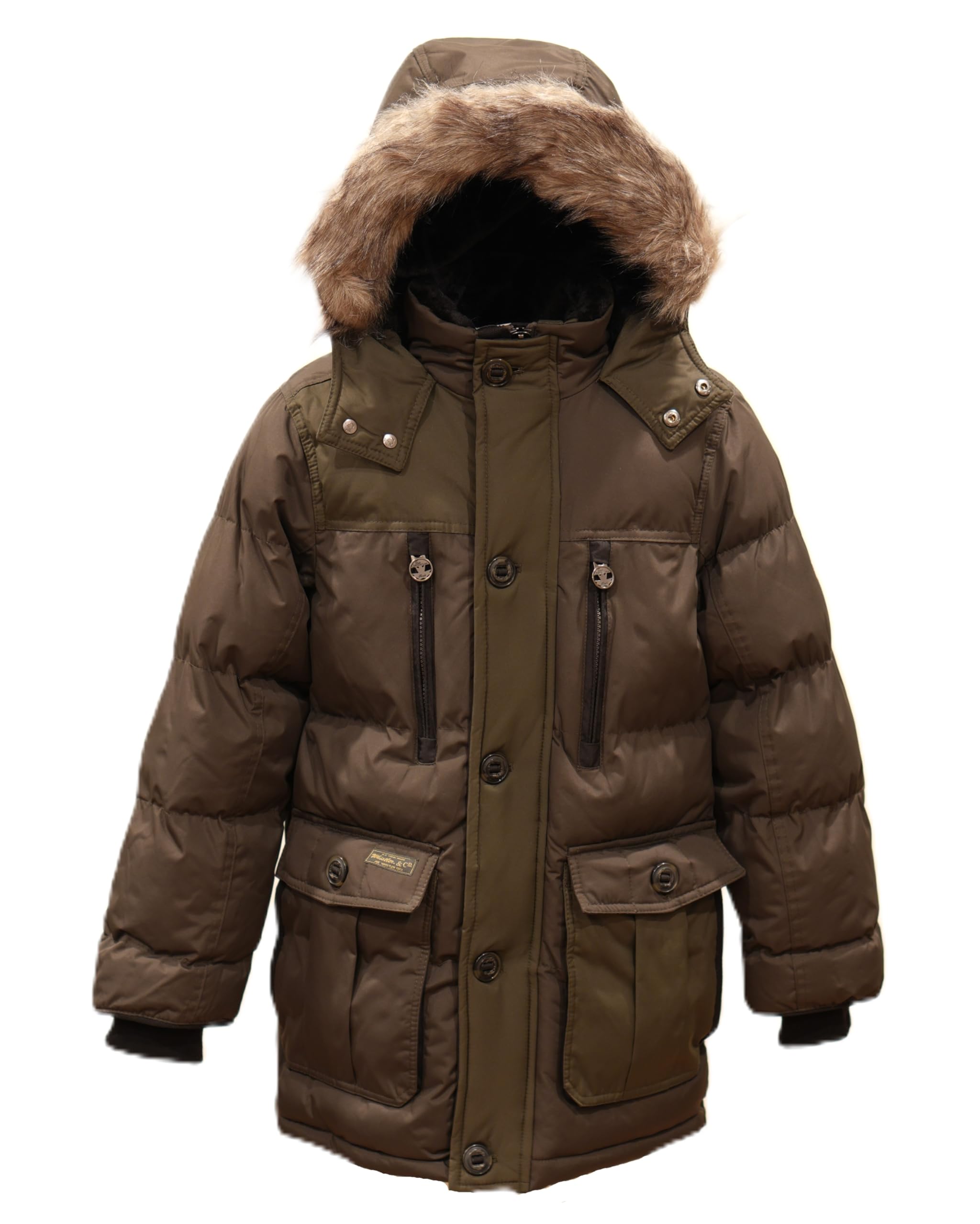 Base Camp Parka Puffer for Boys Heavy Puffer Winter Jacket with Hood and Removable Faux Fur