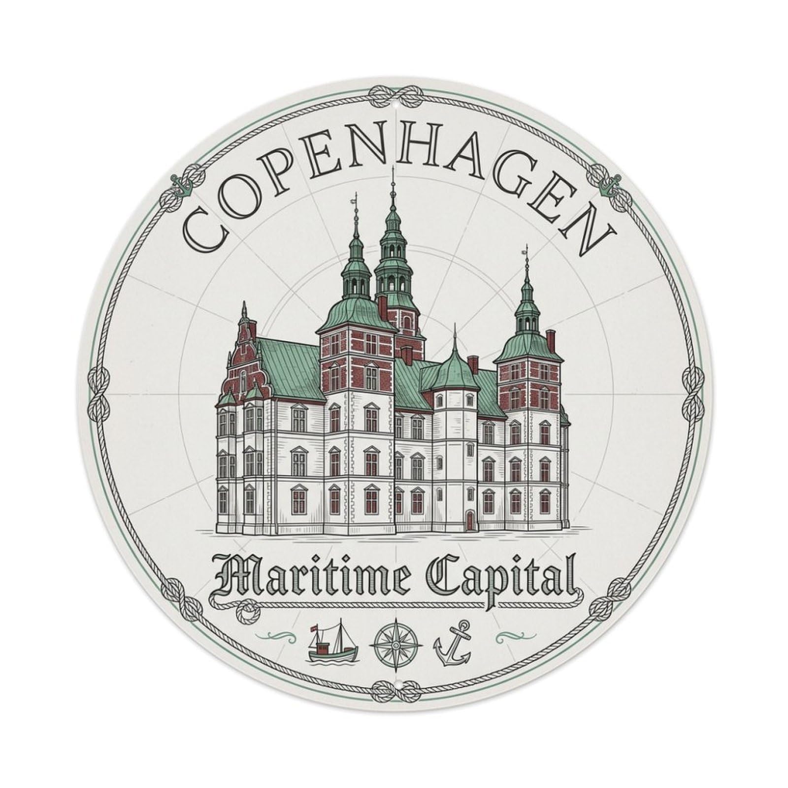 Fqnyr Style Metal Tin Sign Vintage Travel Copenhagen Denmark Skyline