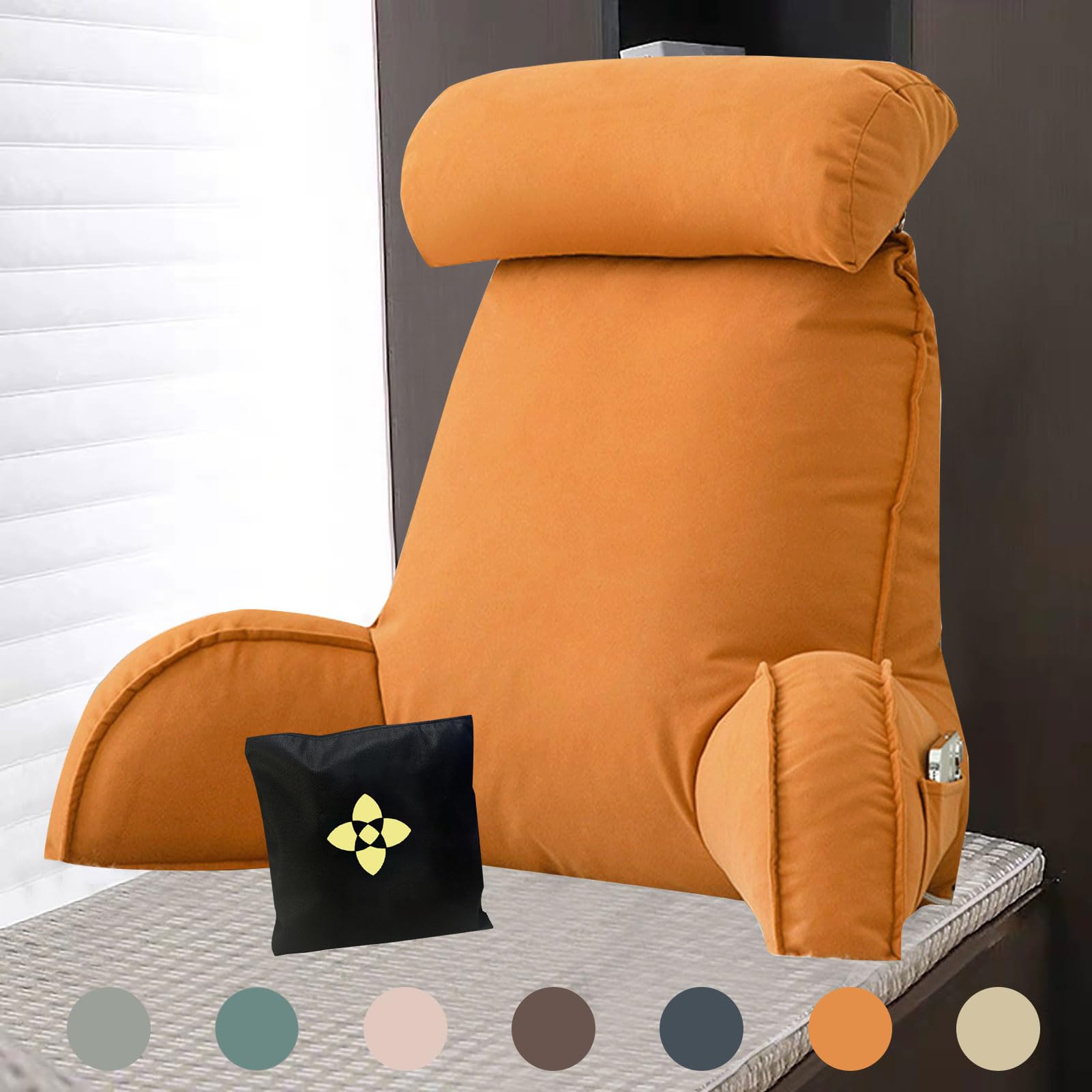 CCTSA Back Pillows, Bed Chair Pillow With Arms, Lumbar Support Cushions, Reading Pillow for Sitting in Bed, Cuddle Cushion, Backrest Pillow Reading, Gaming and Watching TV 75cm×40cm×50cm