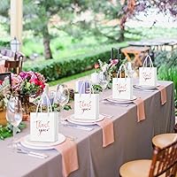 Vista 6 de Honoson 30 mini bolsas de regalo con asa de 4 x 2.75 x 4.5 pulgadas, pequeña bolsa de papel de agradecimiento para boda, baby shower, cumpleaños