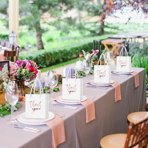 Miniatura 6 de Honoson 30 mini bolsas de regalo con asa de 4 x 2.75 x 4.5 pulgadas, pequeña bolsa de agradecimiento de papel de aluminio para Navidad, boda, baby