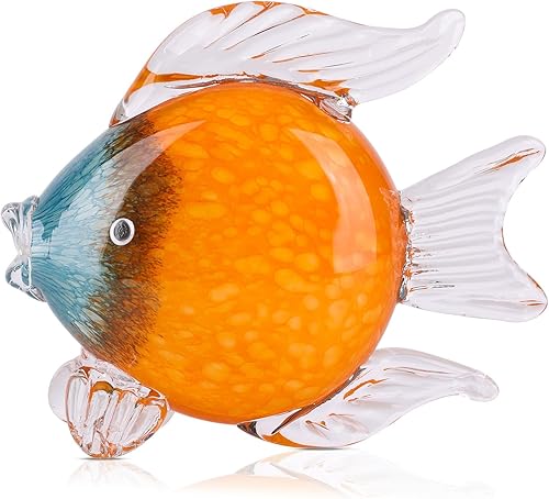 QIANLING Figuras de peces de cristal, decoración costera del hogar, centros de mesa modernos del océano para sala de estar, comedor, baño, oficina,