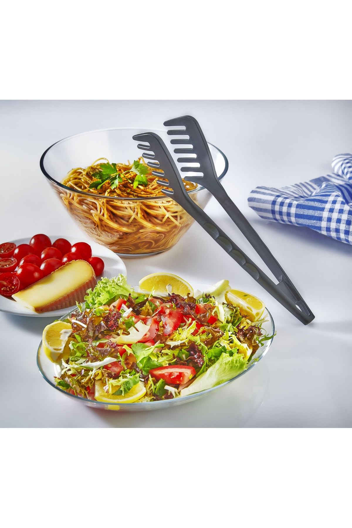 Tanemce Pratik Yanmaz Yapışmaz Yüksek Isıya Dayanıklı Sert Plastik Makarna ve Salata Servis Maşası