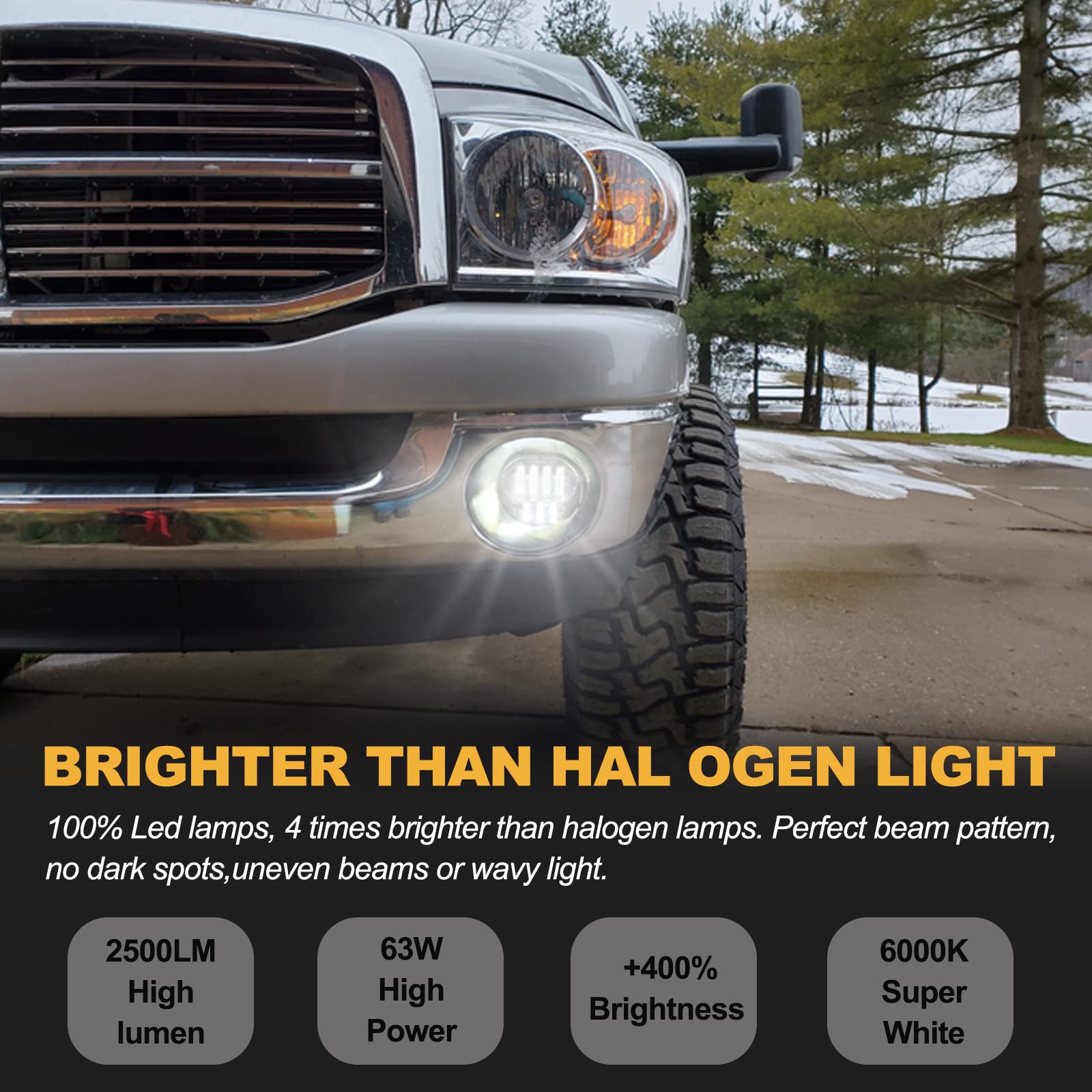 Fog Light Assembly For 2002-2008 Dodge Ram 1500/2500/3500 & 2004-2006 Durango – Clear Lens – VR Auto Parts