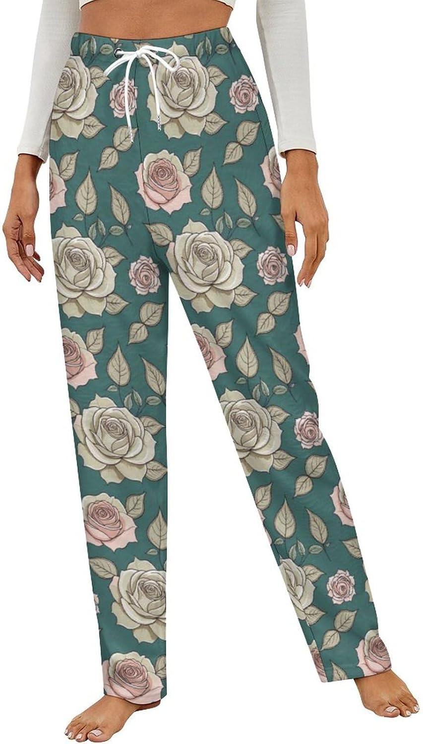 Womens Cats Pattern Flannel Pajama Sleep Pants Home Pajamas Winter