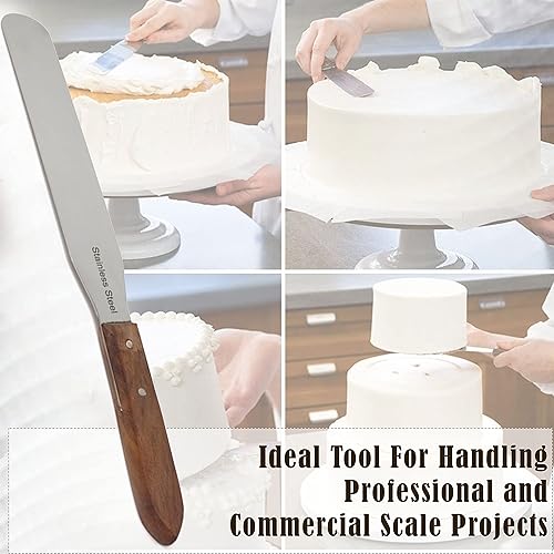 Miniatura 8 de Espátula esparcidora de crema de pastel de mango de madera, herramientas de decoración de pastelería de fondant, utensilios de cocina para hornear,