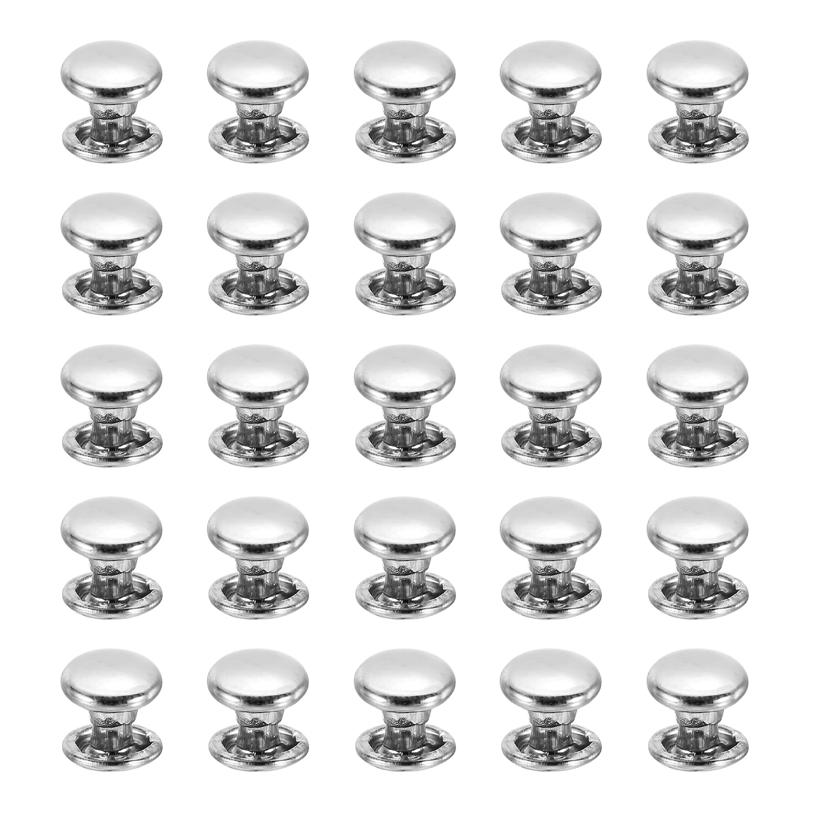 PATIKIL Leather Rivets, 160Sets Carbon Steel Double Cap Rivet Kits Craft Replacement Accessories for Handbags Belts Clothes Shoes, Silver (6 x 8 Mm)