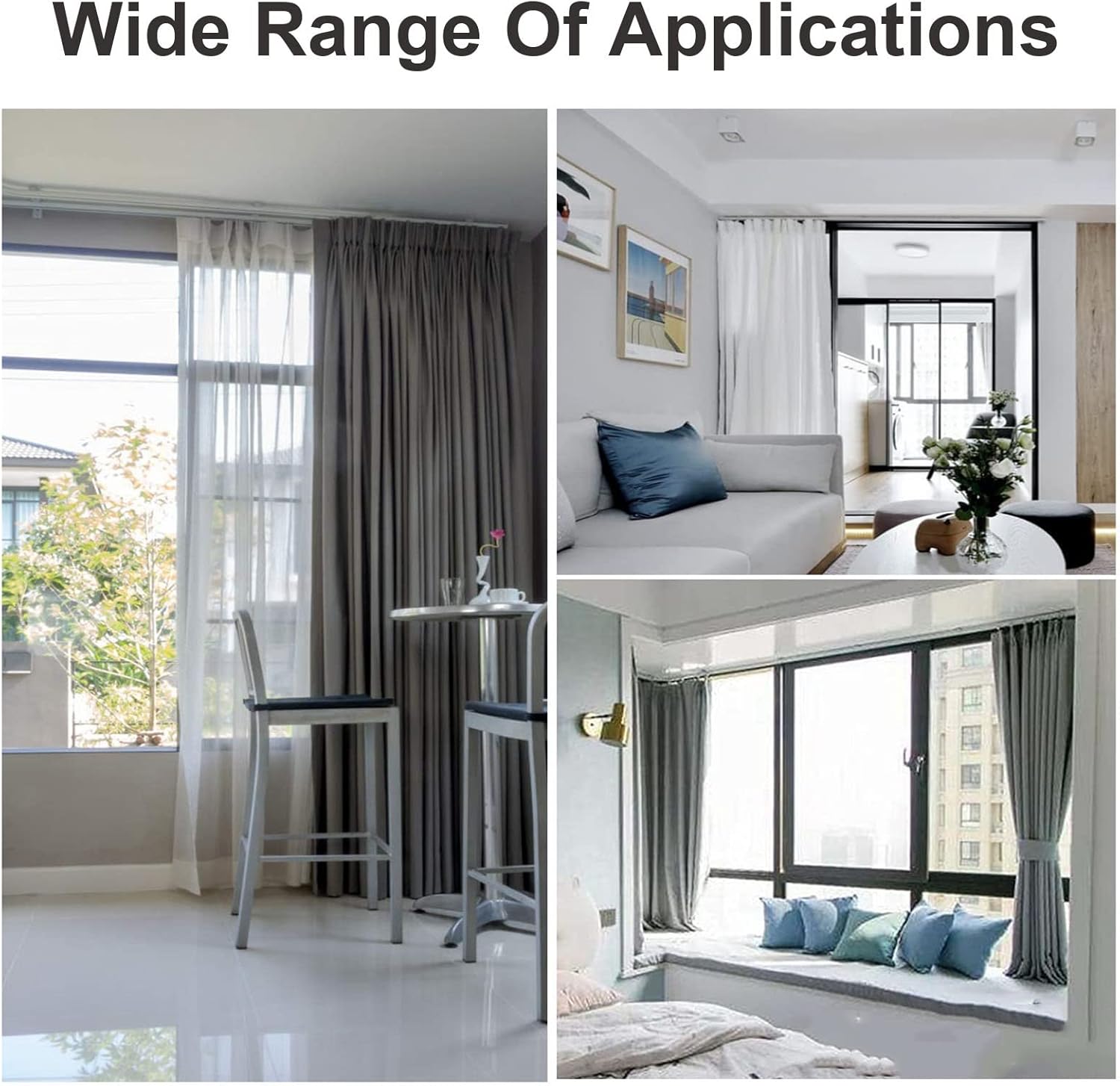 Heavy Duty Double Curtain Track Set For Window, Aluminium Ceiling Curtains - Ideal for Room Divider in Living Bedroom