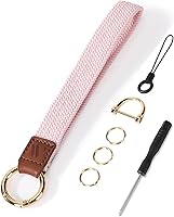 Vista 10 de Llavero de pulsera para mujer, cordón elástico para muñeca, funda de teléfono, cartera, tarjetas de identificación, Pescado - Negro