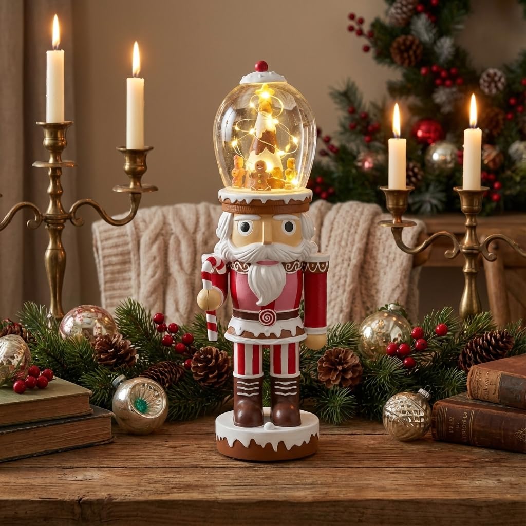 KAROLINE&CO. Weihnachtsdeko Nussknacker Figur – Elegante Weihnachtsdekorationen – 40 cm Nussknacker mit Licht, Musik und Bewegung