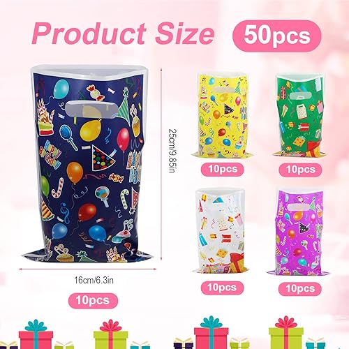 Miniatura 2 de 50 bolsas de dulces de cumpleaños, lindas bolsas de recuerdos de fiesta pequeñas para niños, bolsas de botín de golosinas de fiesta para cumpleaños