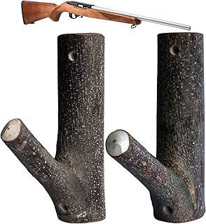 FIREHOOK Gun Rack Wall Mount, Natural Hardwood Gun Racks for Rifle Bow, Handmade Gun Wall Mount for Shotguns with Wider Buttstocks/Accessories,Rifle Rack for Storage Display - FIREHOOK