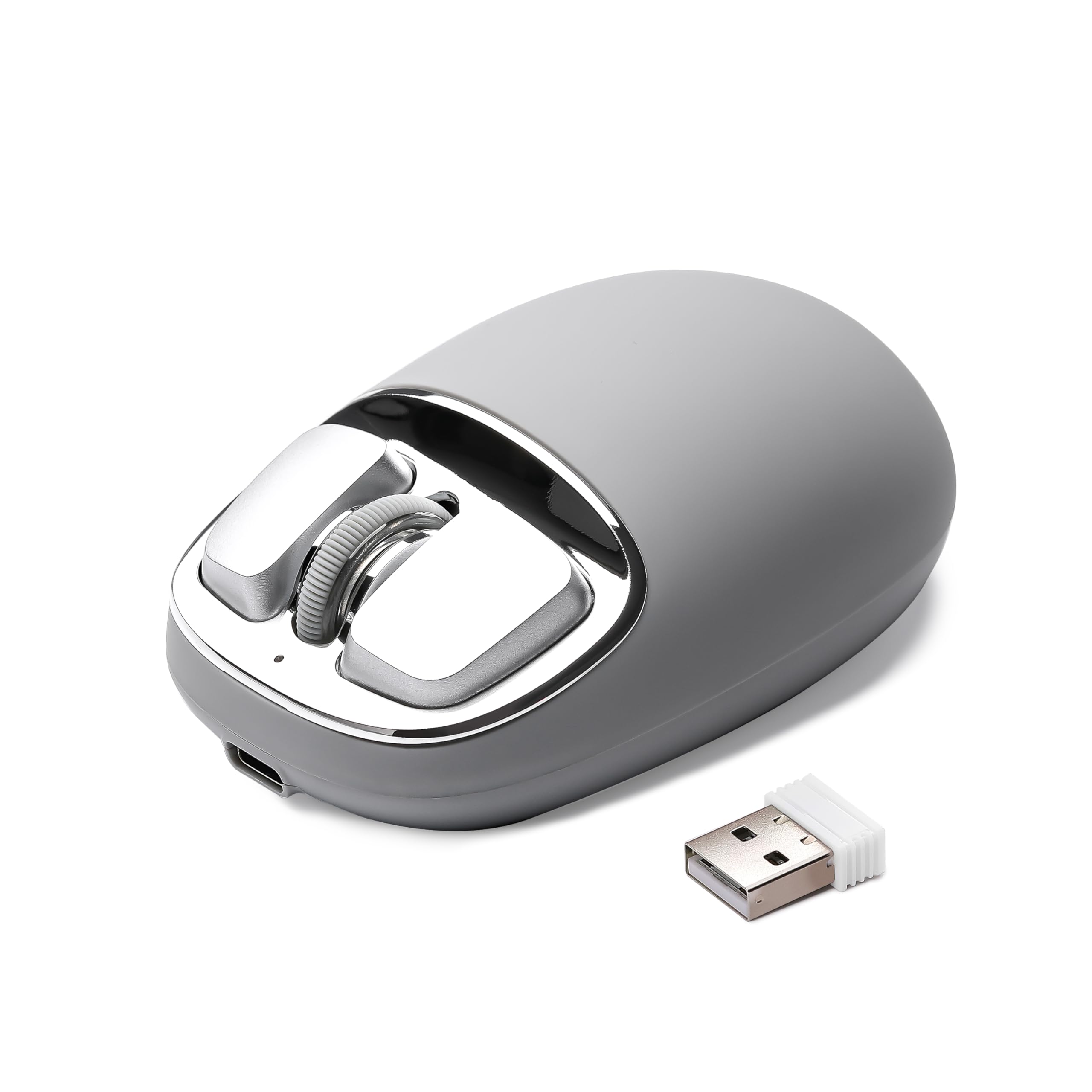 Photo 1 of YUNZII C1 Silicone Wireless Mouse, Tri-Mode 2.4G/USB-C/Bluetooth Mouse, 4800 DPI Optical Tracking, 6 Adjustment Levels, Customize Mice for Laptop, Computer, iPad, MacBook (Gray Silver)