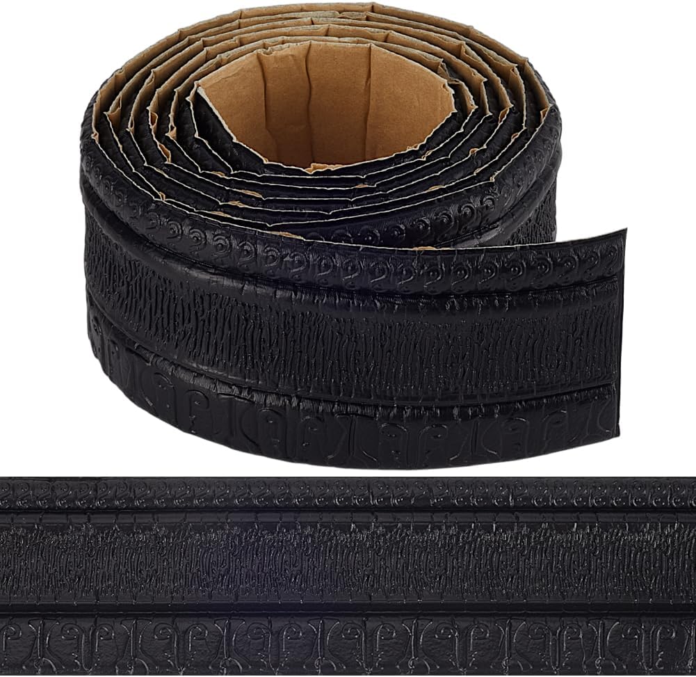 CRASPIRE 90.5 x 3.14in Peel and Stick Wallpaper Border Black Crown Molding Self Adhesive Flexible 3D Baseboard Trim Mirror Sticky Wall Edging Base Lines Foam for Hotel Home Bathroom DIY Decor