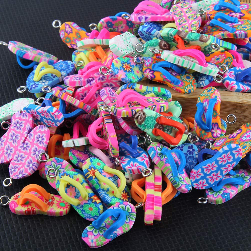 EXCEART 40 Ciondoli In Argilla Morbida A Forma Di Ciabatte Spiaggia - Miniature Flip Flop Per Portachiavi, Decorazione Borsa, Fai Da Te E Artigianato, Stile Misto - 2