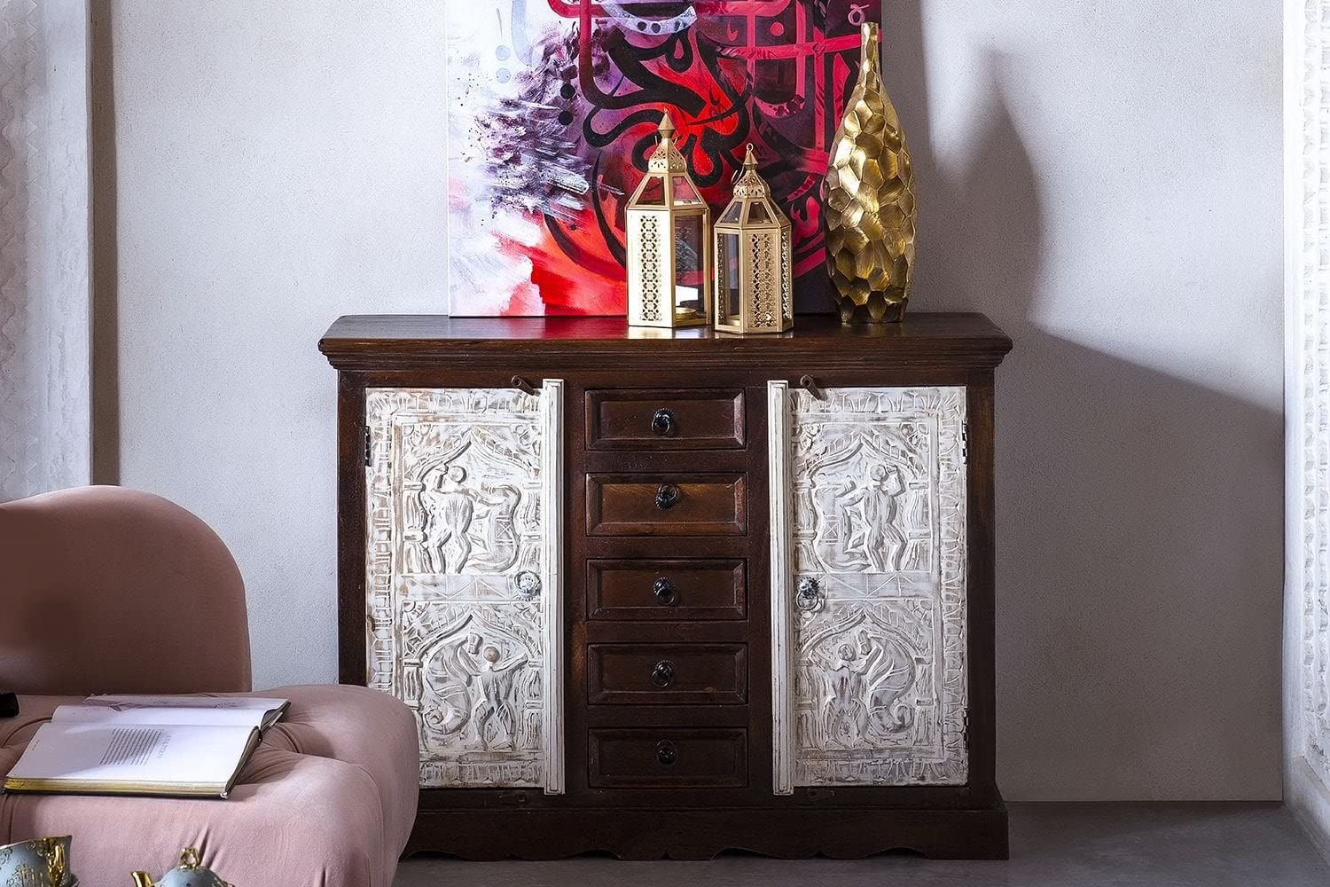 Pan Emirates Home Furnishings Brigitta Sideboard 90X120X42 Cm Beige