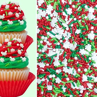 Christmas Snowflakes Holiday Baking Cupcake Cake Decoration Confetti Sprinkles Cake Cookie IceCream Donut Jimmies Quins 4oz