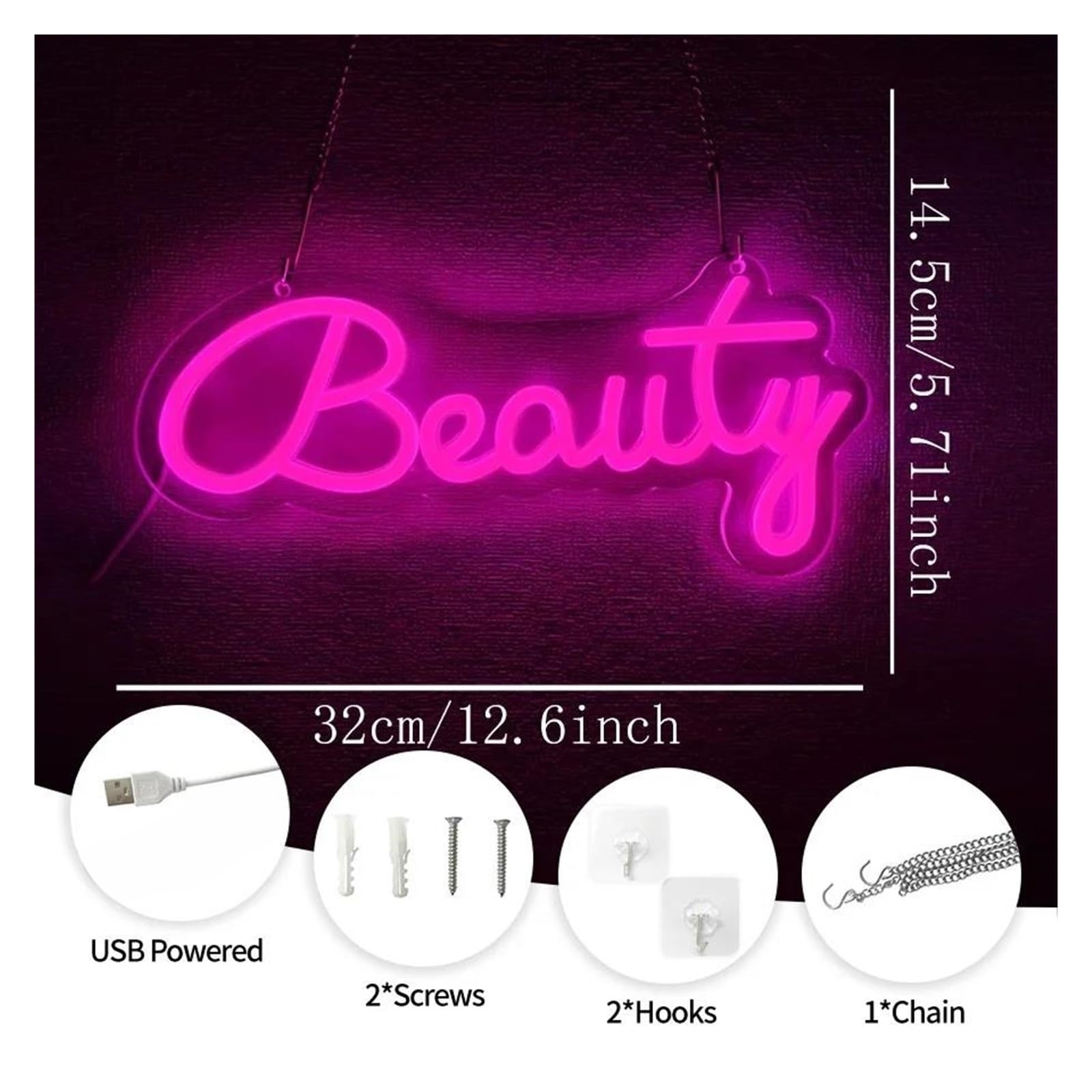 XENITE Luces Art Decoration Christmas Letrero De Neón Beauty Con Luz Regulable Para Peluquería Salón De Belleza Habitación De Adolescentes Tienda Decoración De Pared 32cmx14.5cm