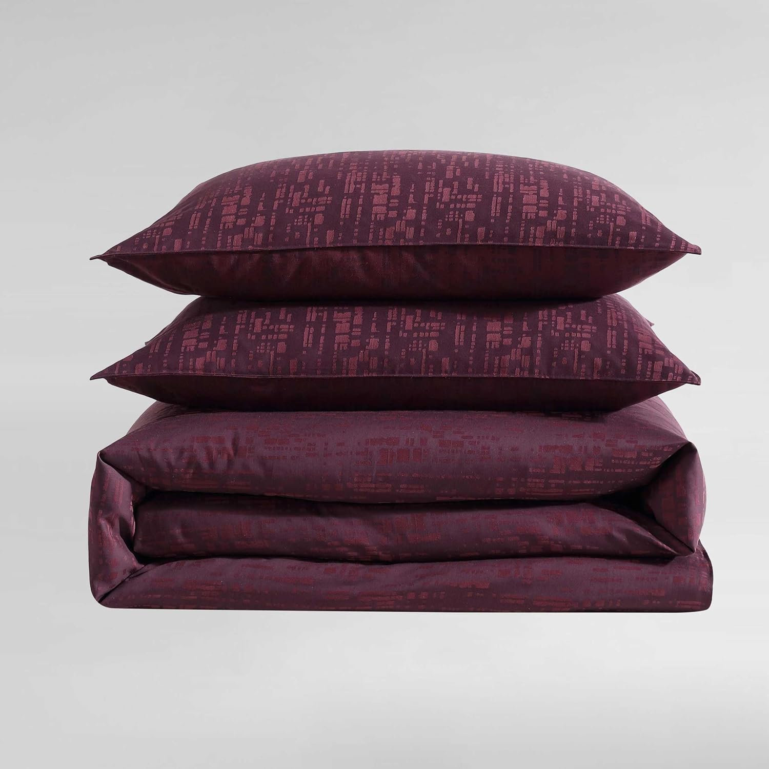 Calvin Klein - Queen Duvet Cover Set, Soft Textured Cotton Bedding with Button Closure, 3 Piece Bed Set with Matching Pillowcases (Linear Circuit Red)