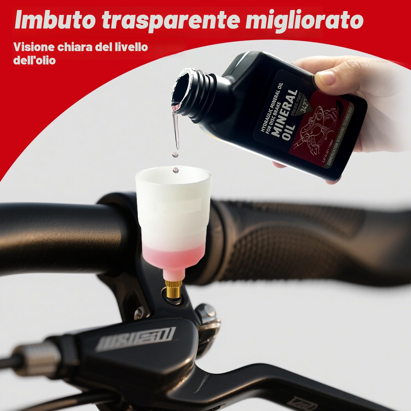 Kit Spurgo Freni per Shimano, Tektro, Magura, Kit Spurgo Freni per Freni Idraulici, Include Adattatori in Ottone e 150ML di Olio Minerale per Freni