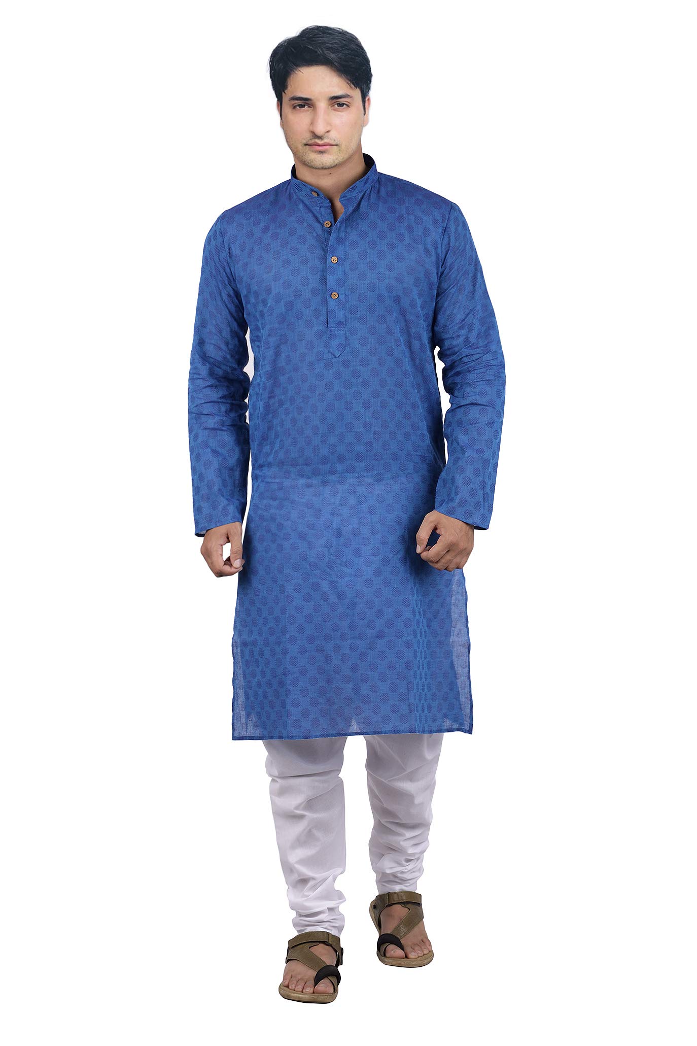 Maharaja Shirt Men's Cotton Kurta Pyjama (MSKP004-42, Blue, 42)