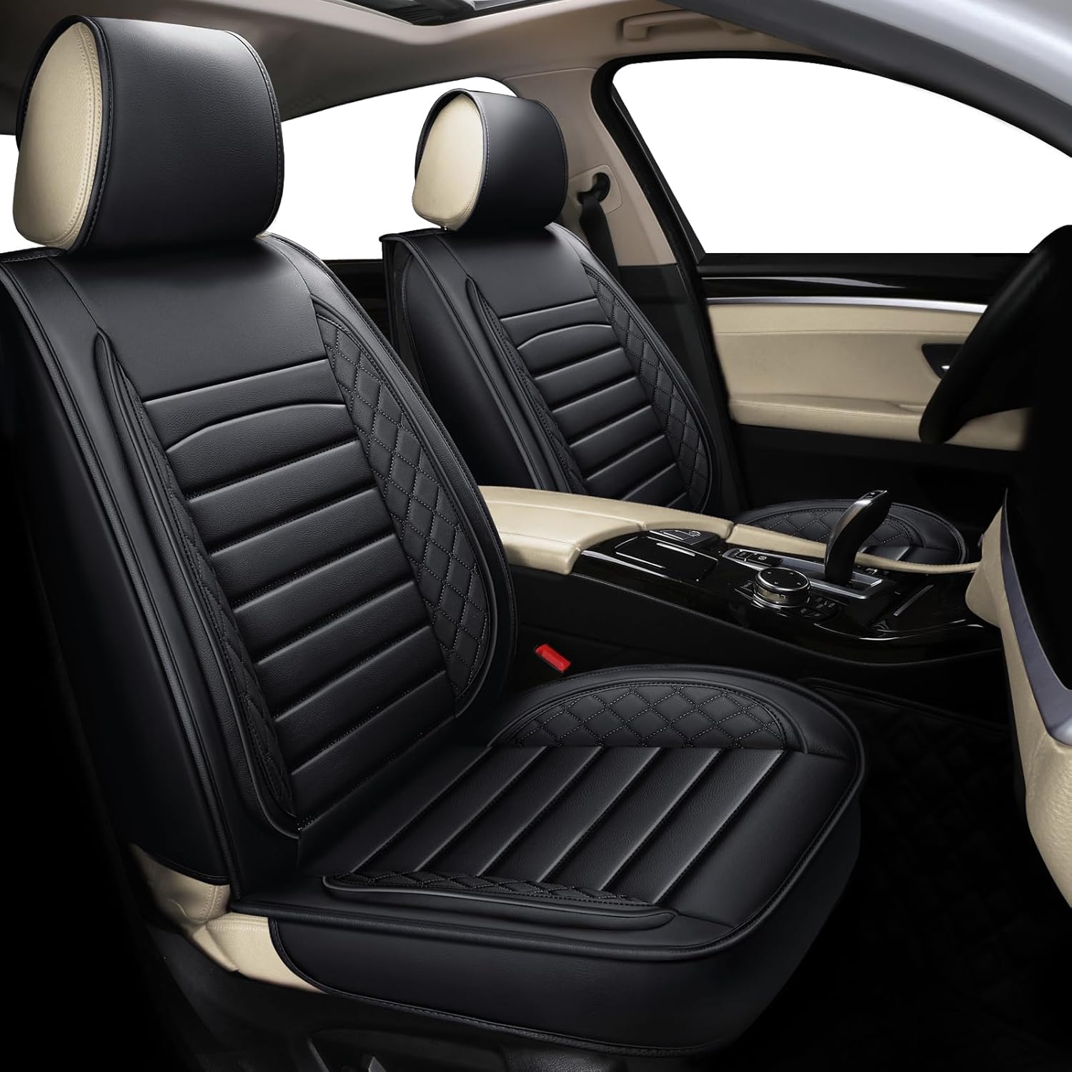 Universal 5-Piece Leather-Like car seat Cover, Full Set Protector for Jeep, Van, SUV, Pickup, Sedan, Wagon. Waterproof, wear-Resistant, Anti-Slip Bottom, Long-Lasting Durability. FullSet