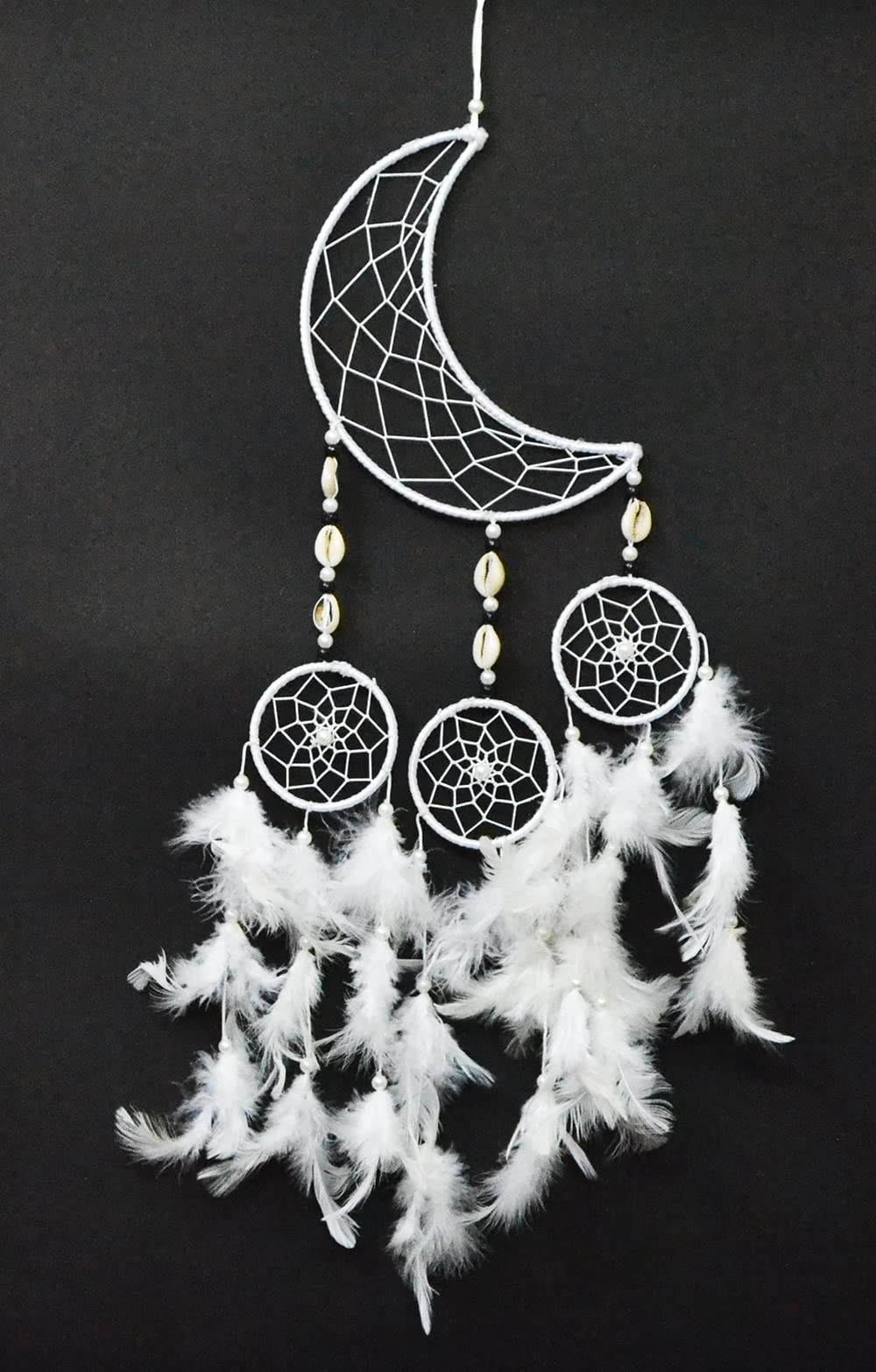 Dream Catcher Moon Crescent Wall Hanging Décor for Positive Vibes and Protection from Negative Energy - Handmade Dreamcatcher for Home Office Shop Bedroom Livingroom (D6)-image-23
