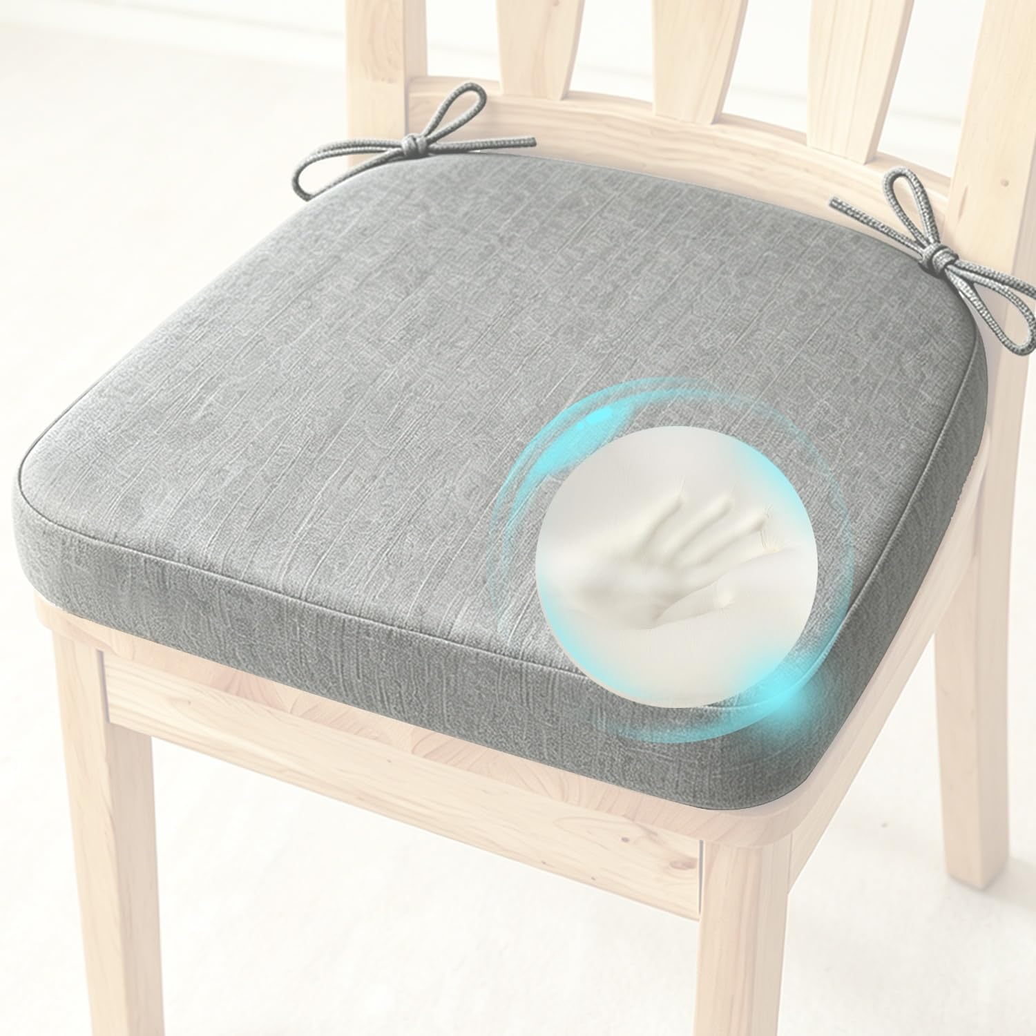 Cafusesdd Cafusedd 17'''x16''- 22''*20'' Outdoor Chair Cushion, 4-Psc Excellent Support with Ties Dining Chair Covers, Seat Cushions for Patio Furniture(LightGray,19''*17'')
