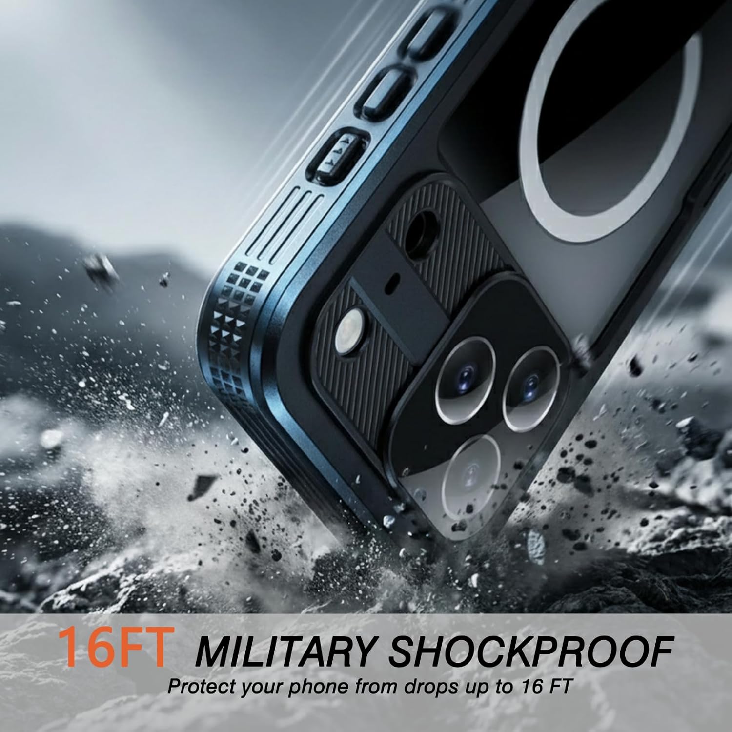 Magnetic for iPhone 17 Pro Max Case Waterproof, Full-Body Protection Case with Built-in Screen and Cameras Protector, Military Shockproof and Dustproof Phone Cover for iPhone 17 Pro Max (Black/Clear)