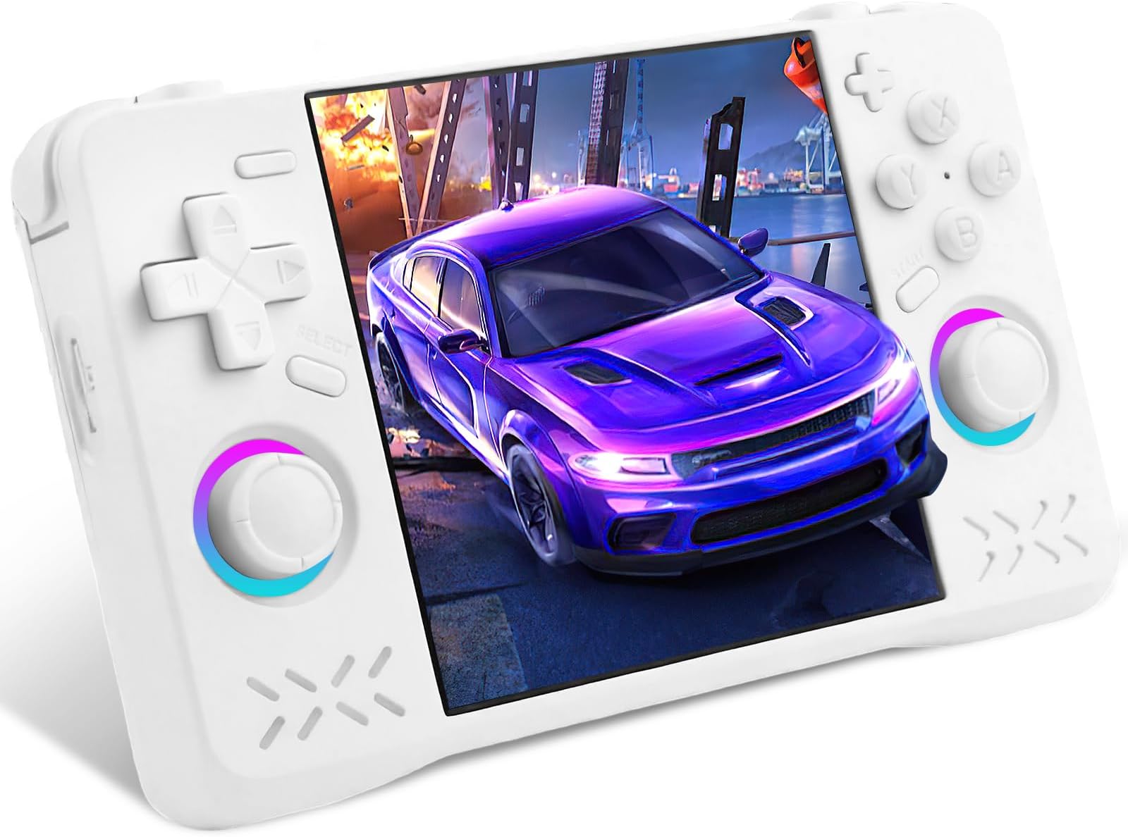 Upgraded XF40H Handheld Game Console, Retro Gaming Console Preloaded Classic Games with Multiple Emulators, 4.0 Inch 4K HD IPS Screen Open Source Linux System, Pocket Video Gaming (White-128G)