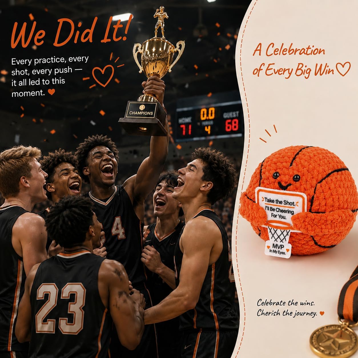 Crochet Basketball Gifts with Positive Message for Players and Teammates