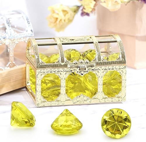 Miniatura 6 de 100 gemas de diamantes acrílicos, diamantes acrílicos dorados de 1 pulgada, piedras preciosas acrílicas de relleno de jarrón, gemas falsas de