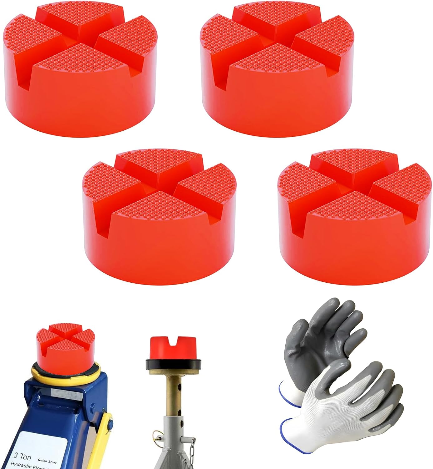 Pinch Weld Jack Pad Universal Rubber Floor Jack Pads Adapter,Thicker Sturdy and Grippy Car Jack Pad Accessories, Frame Rail Protector, 3.94 x 3.94 x 1.9 in 4 Pack