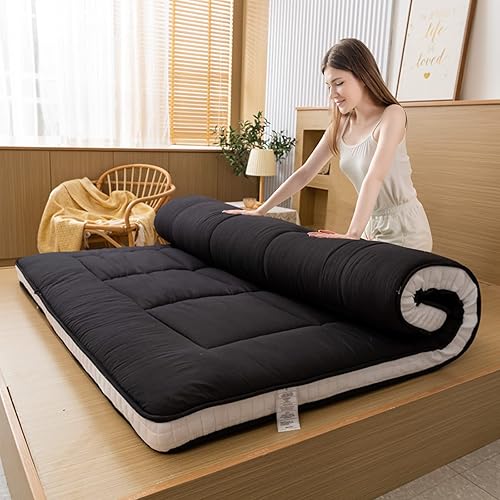 Miniatura 2 de HIGOGOGO Colchón japonés para adultos, colchón futón plegable de 4 pulgadas de grosor para el suelo, almohadillas coreanas enrollables, cama