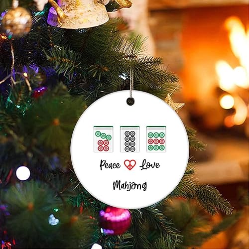 Miniatura 3 de Cheyan Funny Chinese Peace Love Mahjong Christmas Porcelain Ornament Home Decorations Christmas Pendants Mahjong Lovers Christmas Tree Hanging