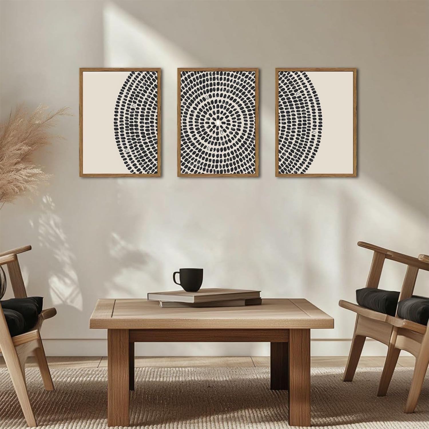 Jesus Feeds The 5000 Wall Art Set of 3, Black Religious Bible Wall Decor Paintings Abstract Christian Five Loaves and Two Canvas Poster Prints Pictures for Bedroom Living Room 16x24 in Framed