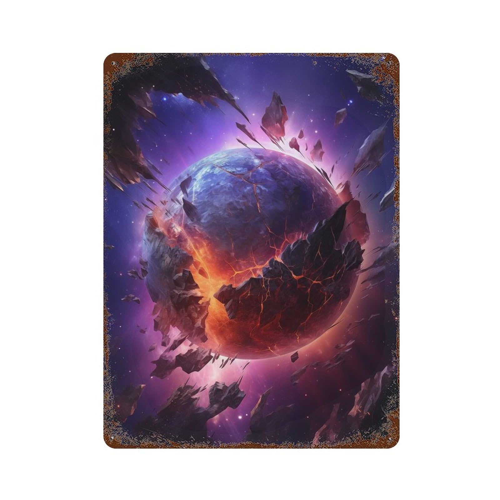 Cosmic Particles Decorative Tin Sign 15.7"x11.8", Vintage Wall Decor for Garage, Pub Or Kitchen
