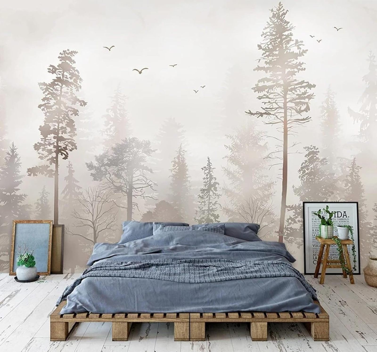 XLMING Vintage Hand Drawn Birds Forest Landscape 3D Wallpaper Luxury Home Dining Decor Paste Sofa Living Room The Wall for Bedroom Mural-430cm×300cm