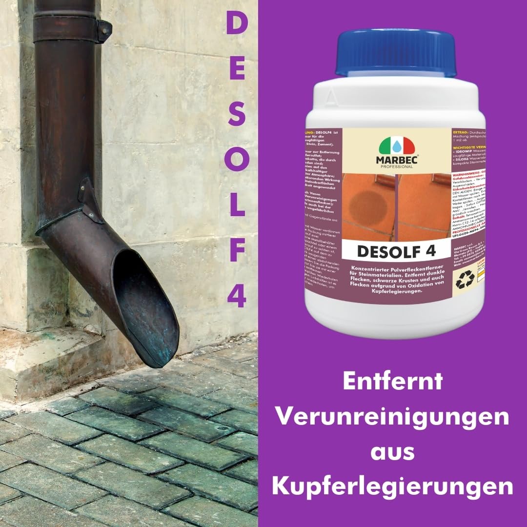 MARBEC DESOLF 4 250GRx6Stck Fleckenentferner zur Entfernung von Vasenflecken und aufsteigender Feuchtigkeit auf Terrakottafliesen und Steinmaterialien