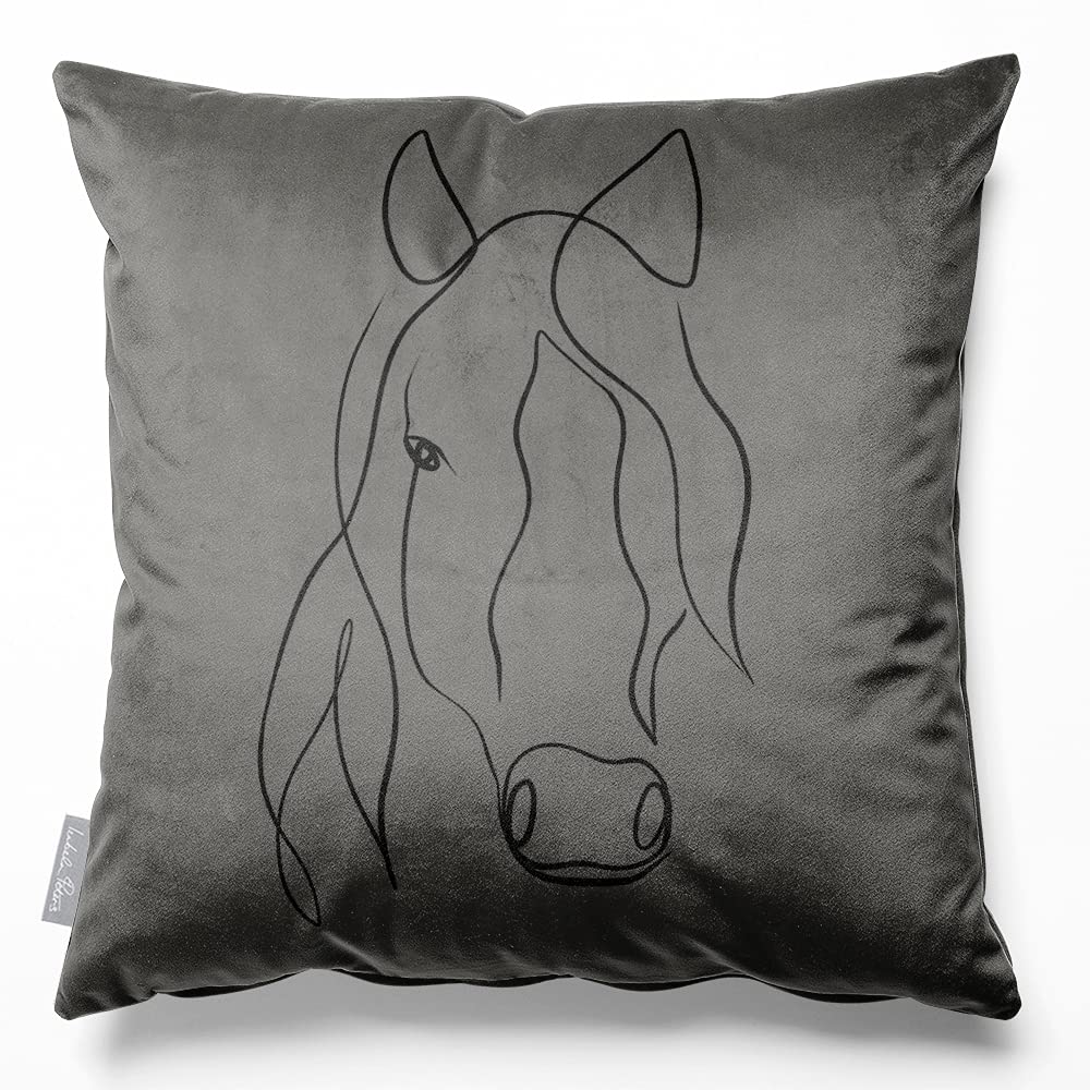 Izabela Peters Beluga Cushions With Covers Included, Filled Cushion, Eco-Friendly Velvet Cushions, 40 Cm, Horse - Chair Cushions, Sofa Cushions, Seat Cushions, Large Cushions