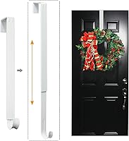 LBSUN Adjustable Over The Door Wreath Hanger 15-25in, Heavy Duty 20lbs Capacity Wreath Holder for Christmas Holiday Front Door Decor (White)