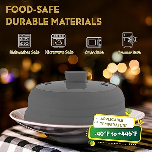 Miniatura 4 de Cubierta plegable para salpicaduras de microondas, tapa de microondas plegable de silicona de vidrio para alimentos, protector de salpicaduras de