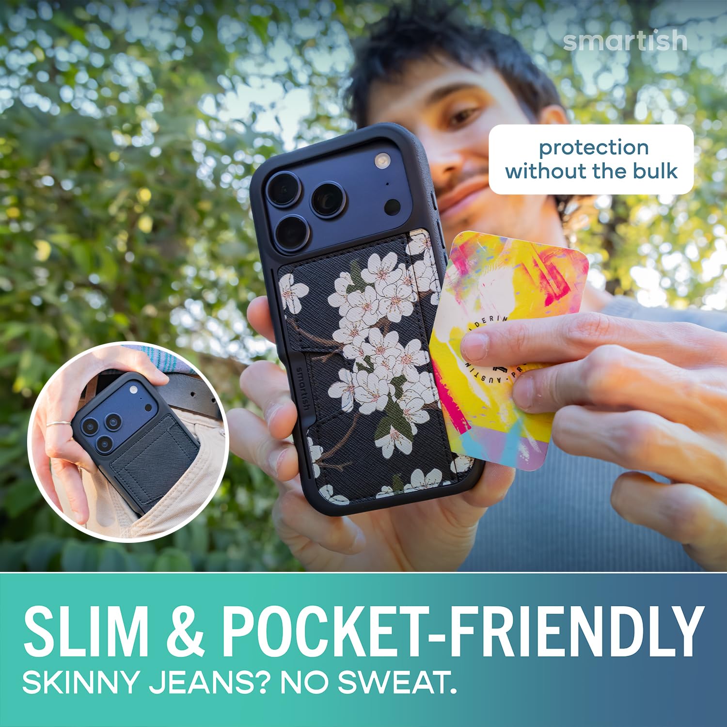 Smartish® Custodia a portafoglio per iPhone 17 Pro - Portafoglio Slayer Vol. 2 [Sottile + protettivo] Porta carte di credito con supporto - Custodia con slot per carte nascosto a prova di caduta per
