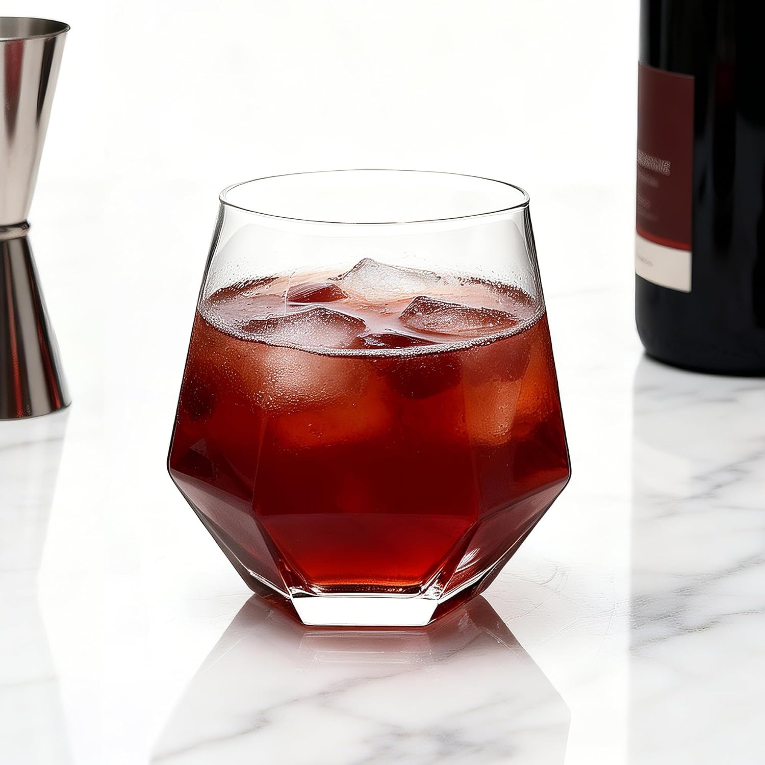 Diamond Wine Glasses Set of 12, 11 oz Stemless Tumbler Glasses image 5