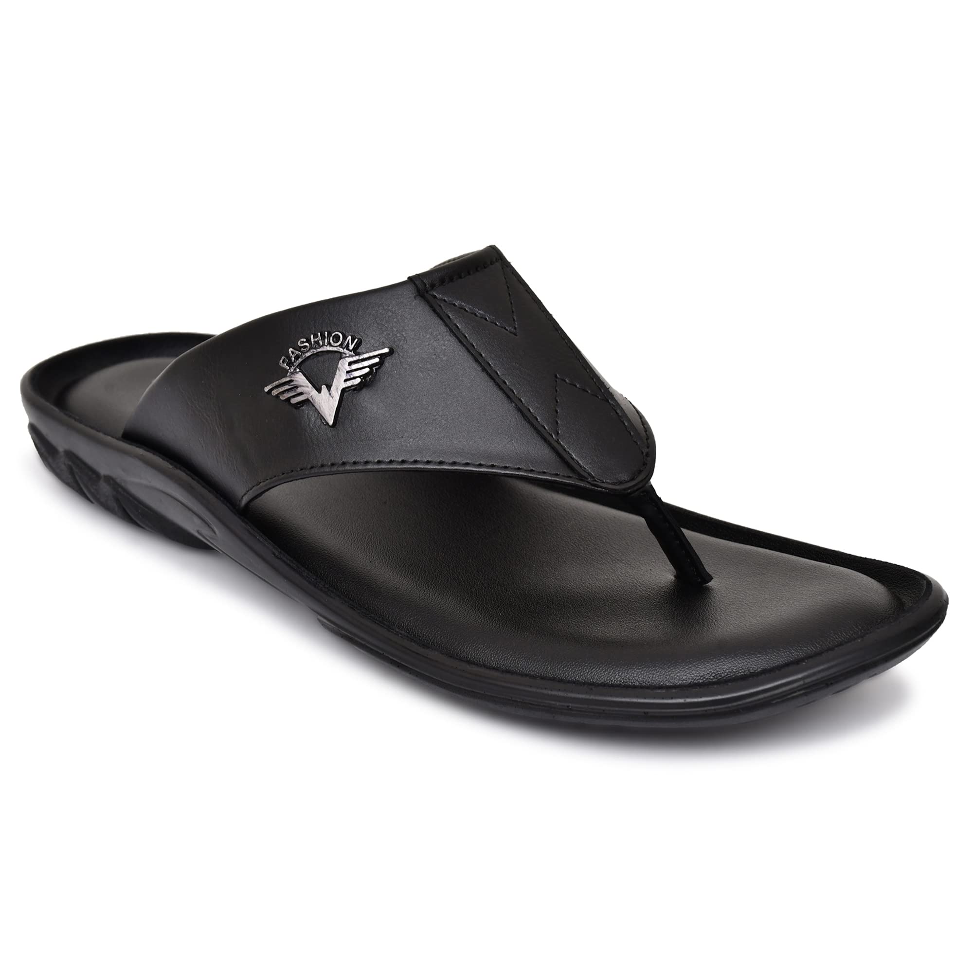 IVRAH Stylish Comfortable Synthetic Leather Slipper & Flip-flop For Men (P_2510_Black_10) (B0B24XGV93) Amazon Price History, Amazon Price Tracker