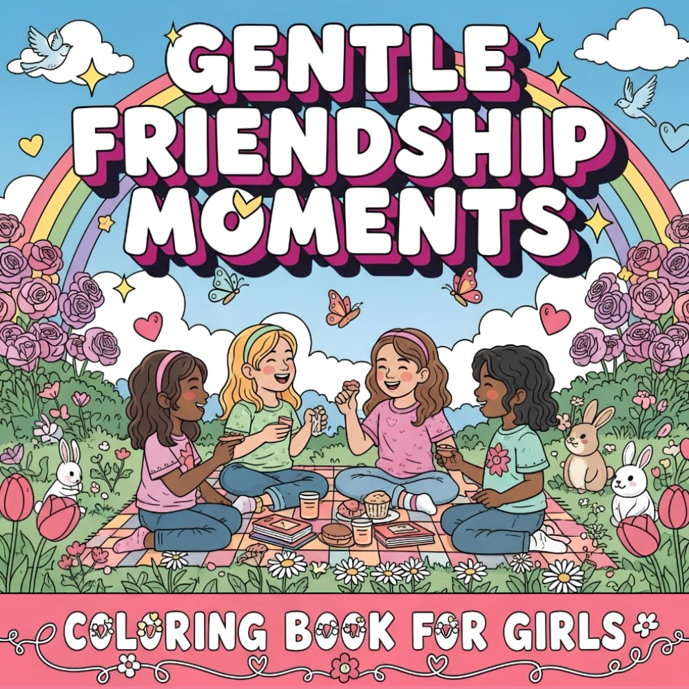 Gentle Friendship Moments Coloring Book for Girls: Calming Best Friends Art For Relaxation, Creativity, and Stress Relief (Cute Cozy Scenes)