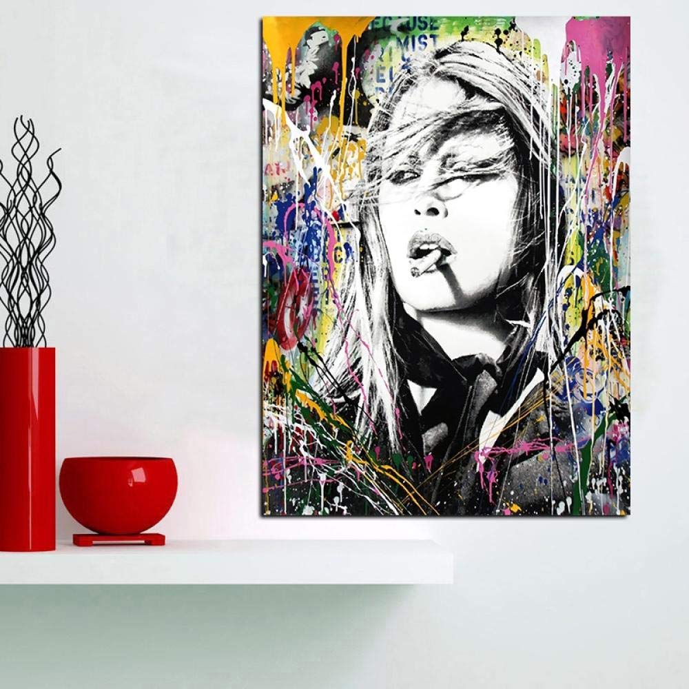Peinture femme qui fume personnalisée WLLLO 50x70cm pour salon deco