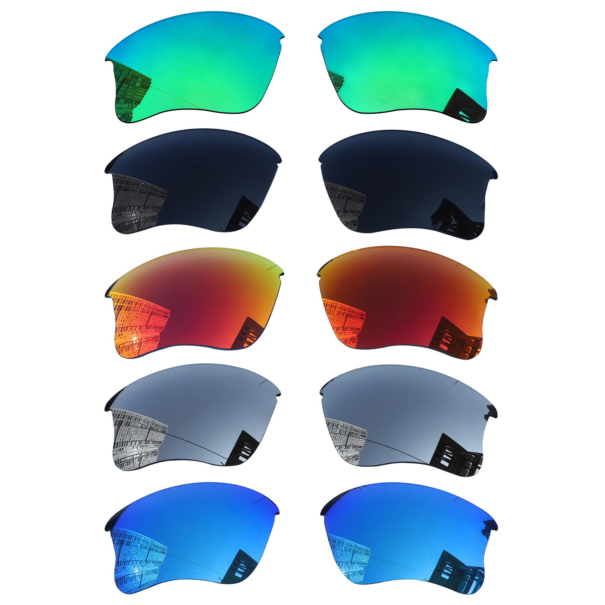 Acefrog 5 Pairs Polarized Replacement Lenses for Oakley Flak Jacket XLJ OO9009 Sunglasses, Perfectly Fit, Value Pack